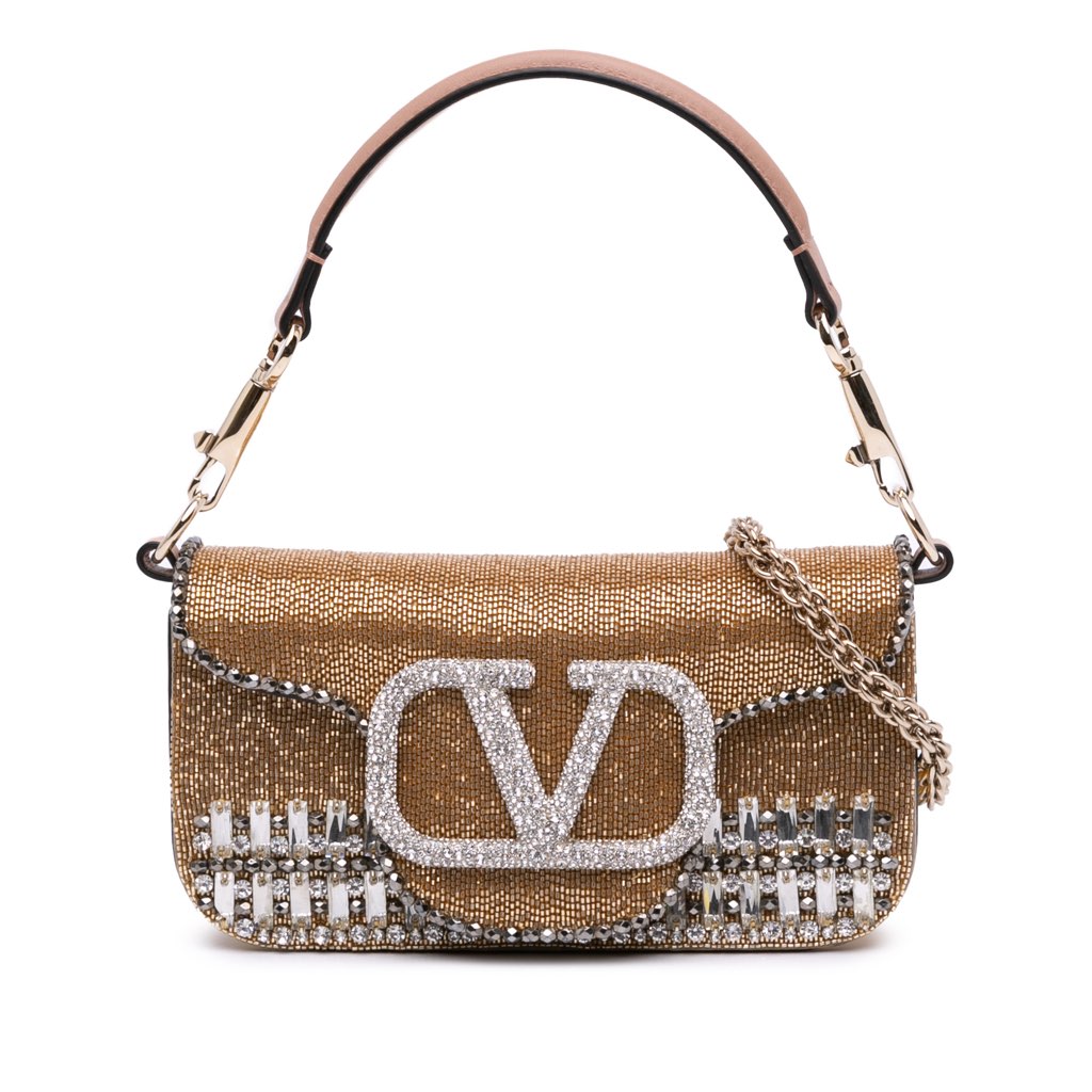 Valentino Small Swarovski Crystal Embroidered Vlogo Loco Satchel