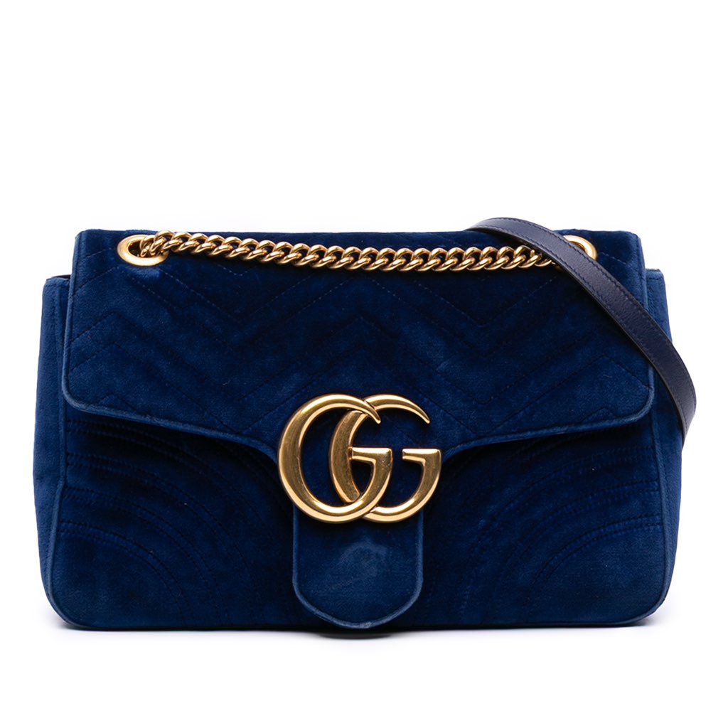 Gucci Medium GG Marmont Matelasse Velvet Flap Crossbody