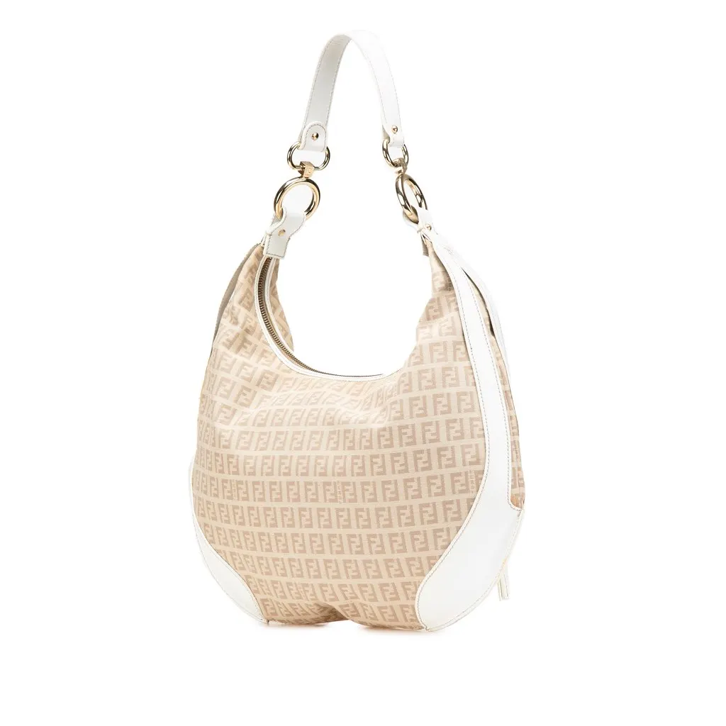 Fendi Zucchino Canvas Chef Pocket Hobo Brown Canvas Very good - Back View