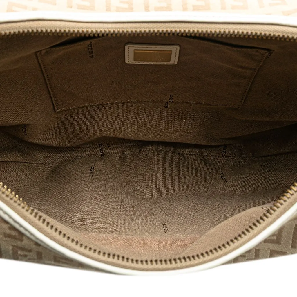Fendi Zucchino Canvas Chef Pocket Hobo Brown Canvas Very good - Model View