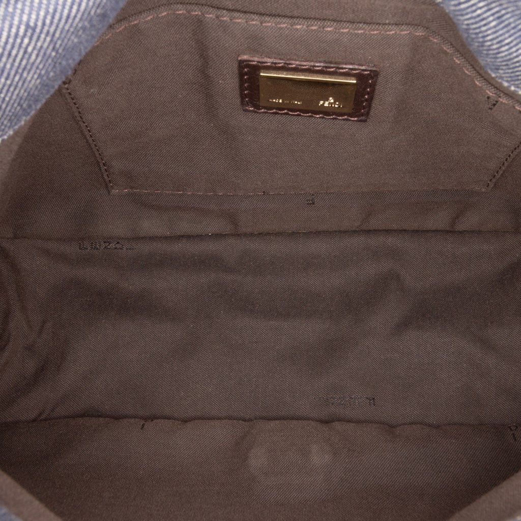 Fendi Zucca Trimmed Denim Buckle Flap Bag - 4