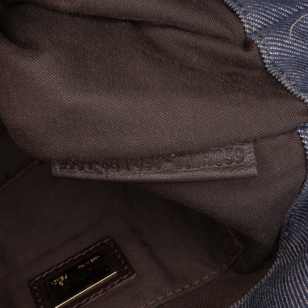 Fendi Zucca Trimmed Denim Buckle Flap Bag - Side view