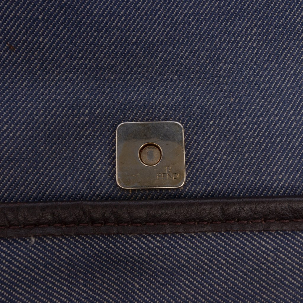 Fendi Zucca Trimmed Denim Buckle Flap Bag - Detail 1
