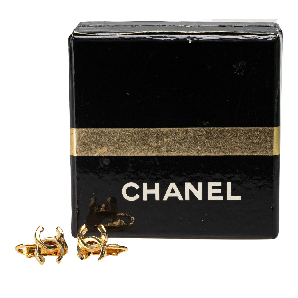 Chanel Gold Plated CC Clip On Earrings - 5