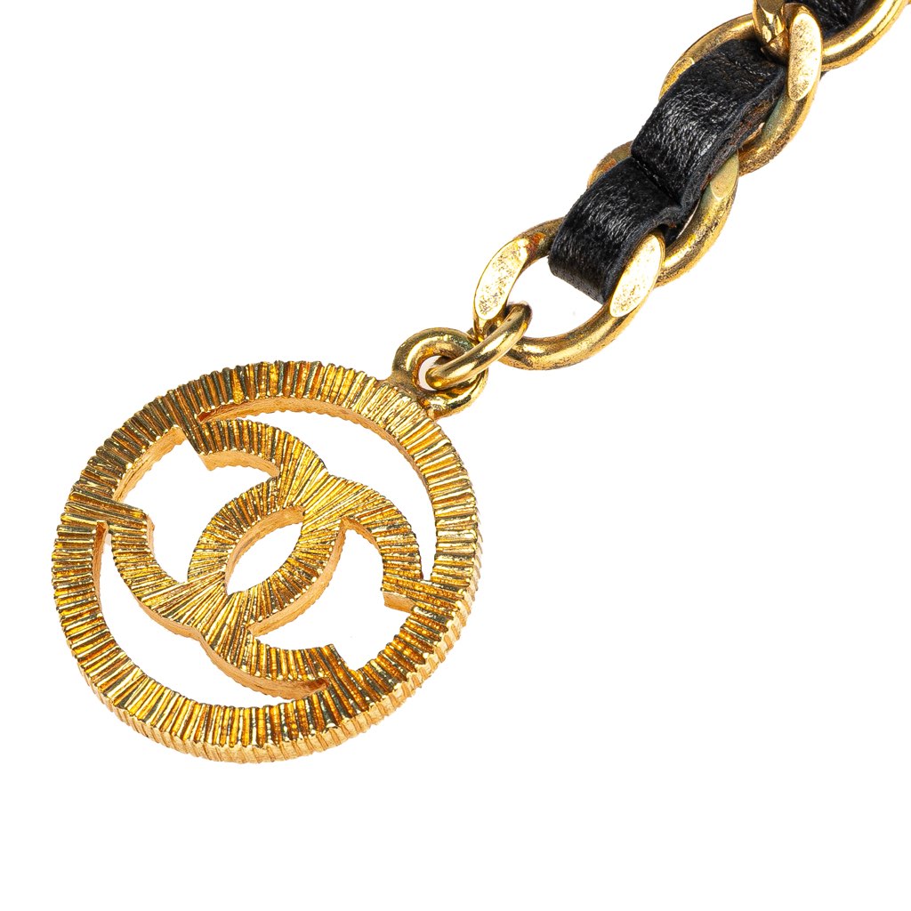 Chanel Gold Plated CC Leather Woven Chain Belt - 2