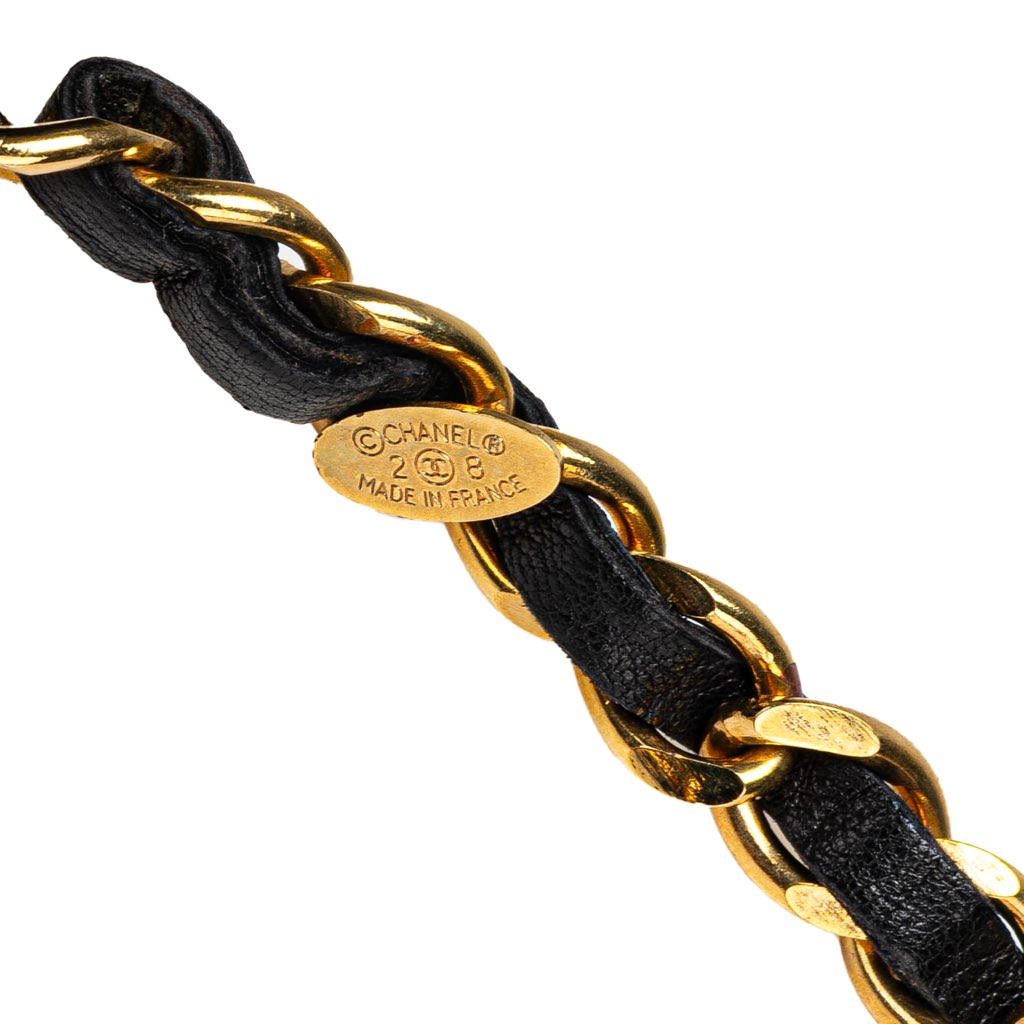 Chanel Gold Plated CC Leather Woven Chain Belt - 3