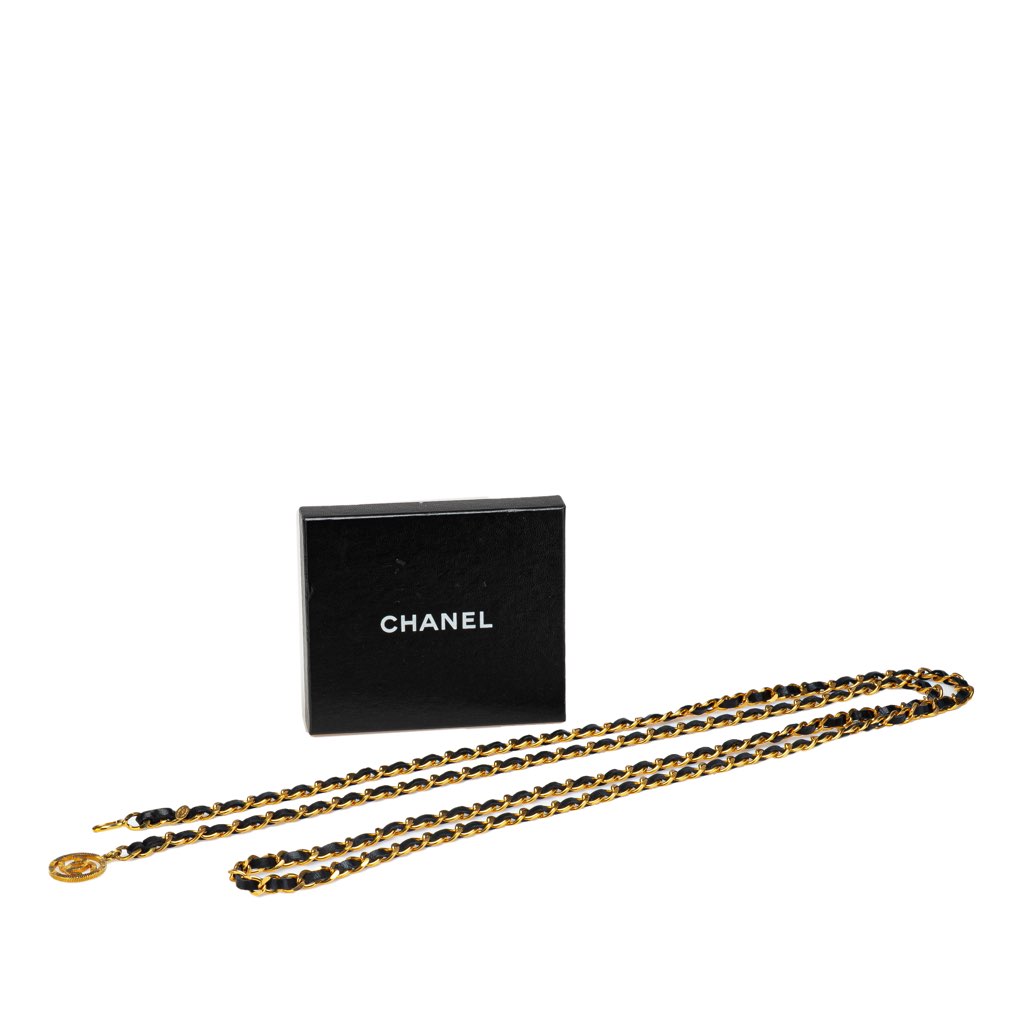 Chanel Gold Plated CC Leather Woven Chain Belt - 4
