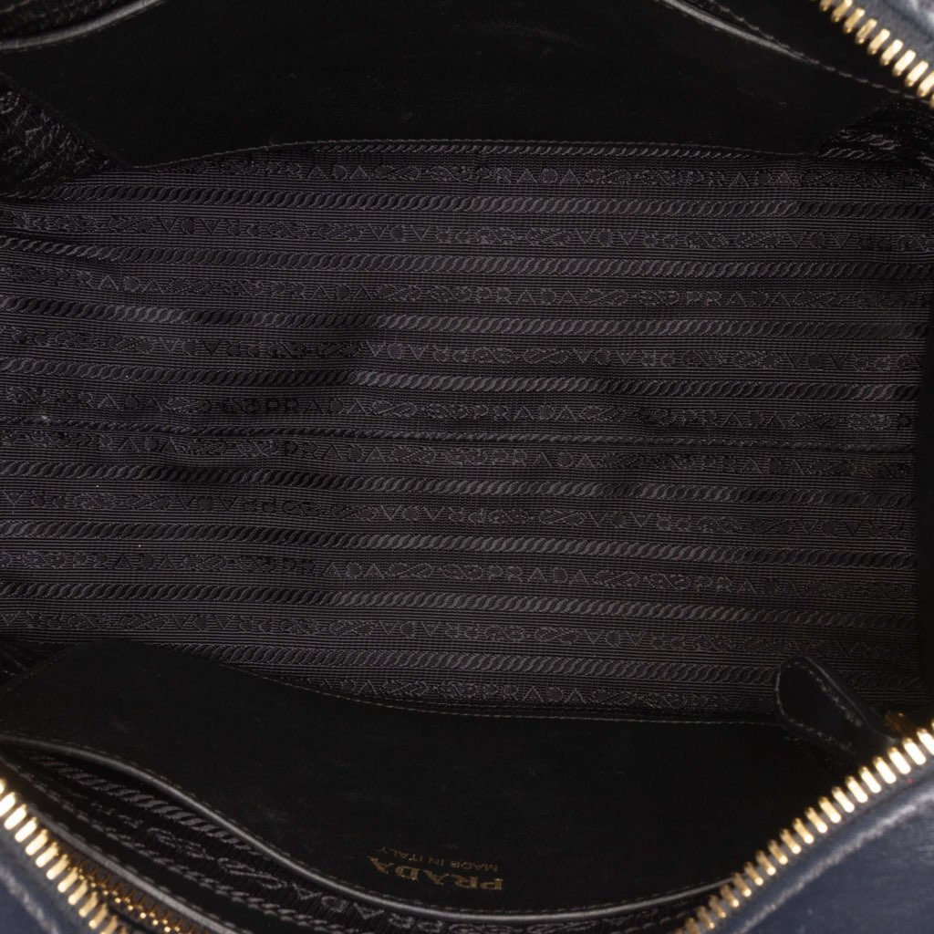 Prada Medium Saffiano Trimmed City Calf Greca Esplanade Satchel - 4