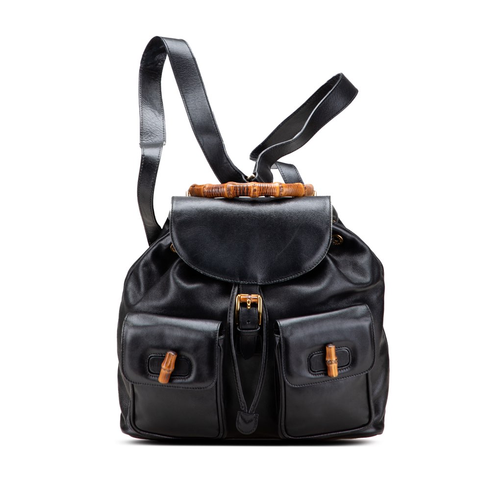 Gucci Calfskin Bamboo Drawstring Backpack