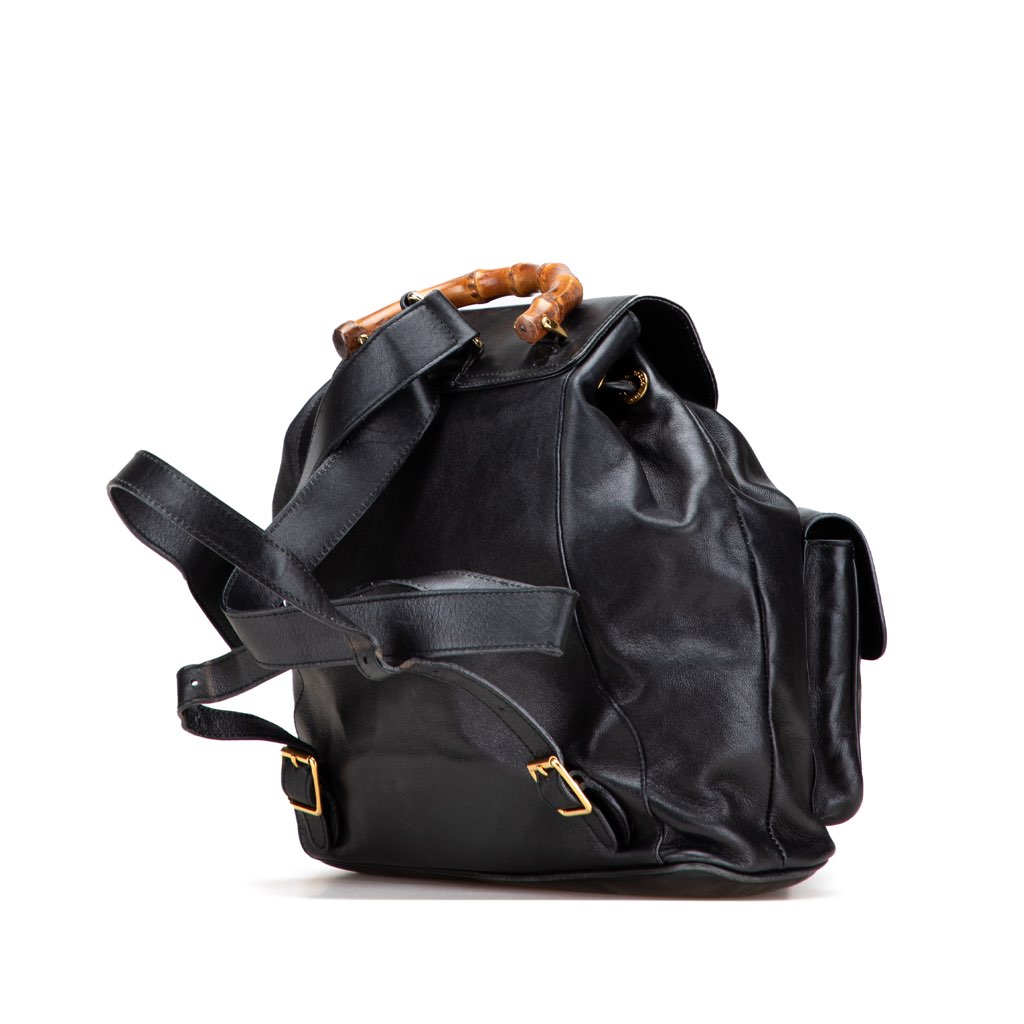 Gucci Calfskin Bamboo Drawstring Backpack - 2
