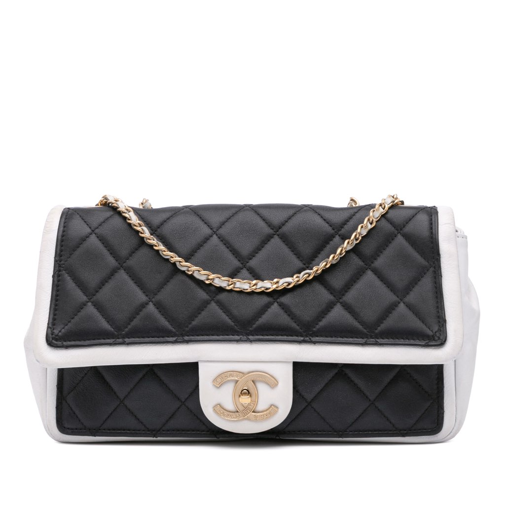 Chanel Medium Bicolor Calfskin Graphic Flap