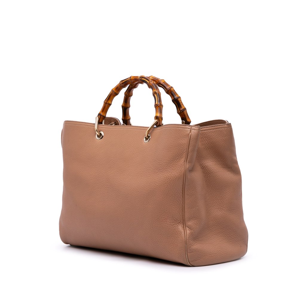 Gucci Large Calfskin Bamboo Shopper Satchel - 2