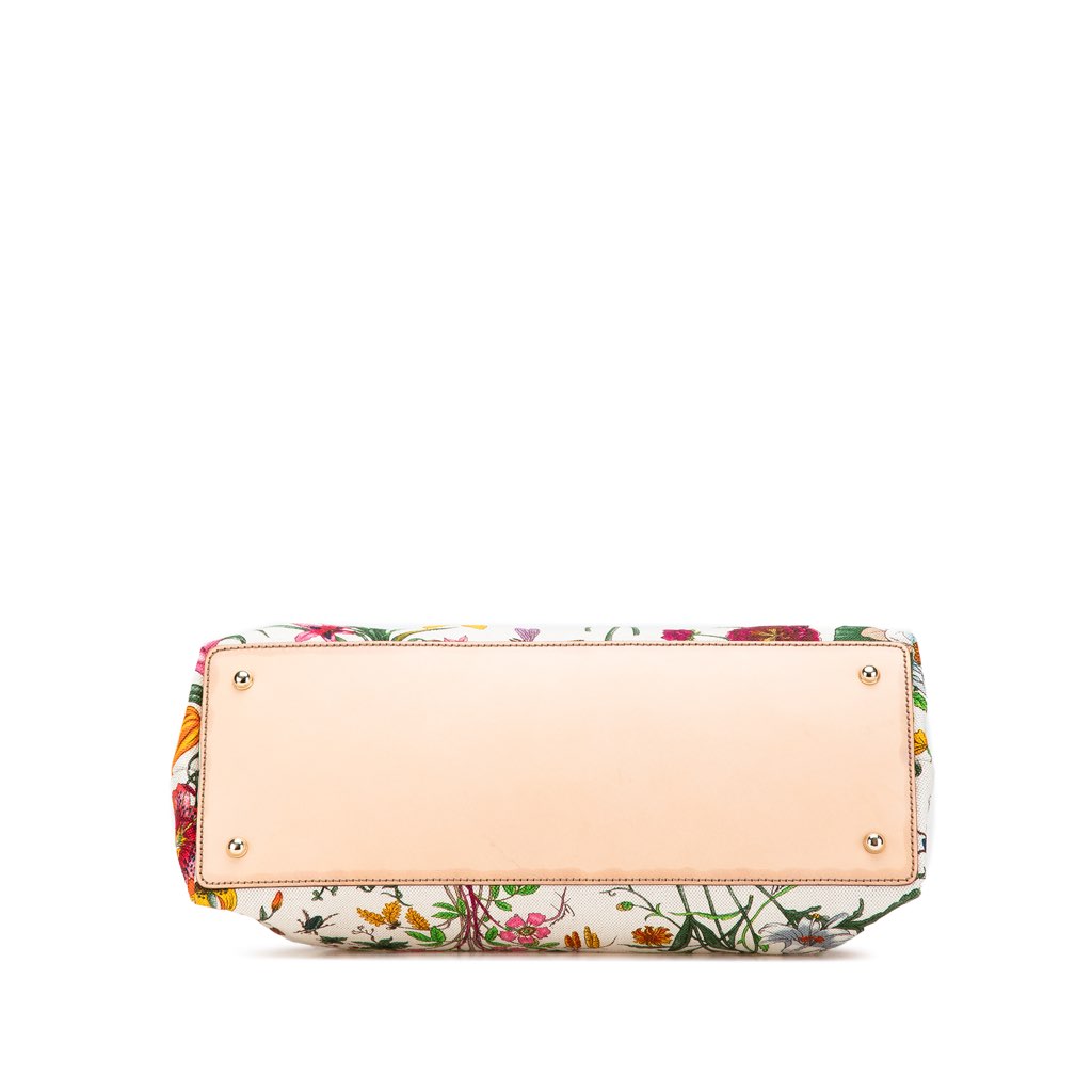 Gucci Flora Canvas Bamboo Handbag - 3