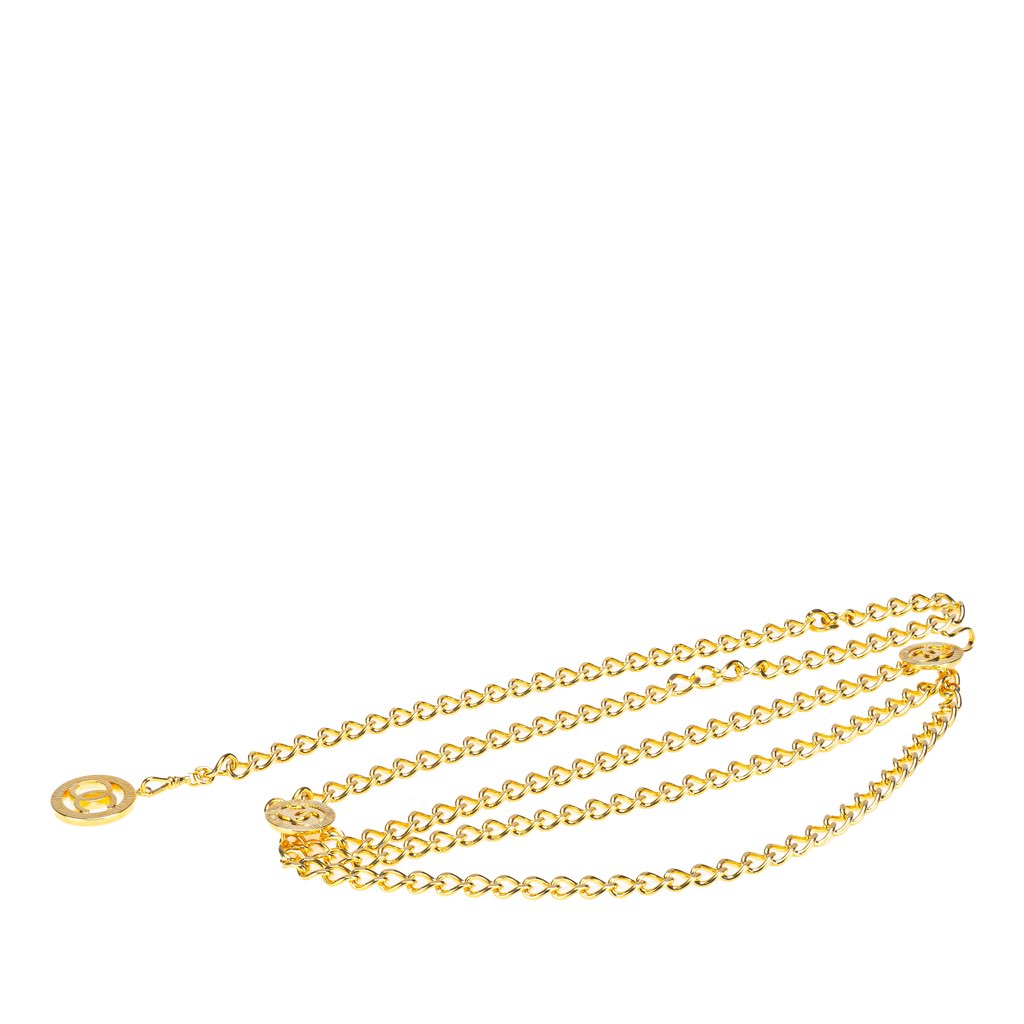 Chanel Gold Plated Round CC Triple Chain Belt