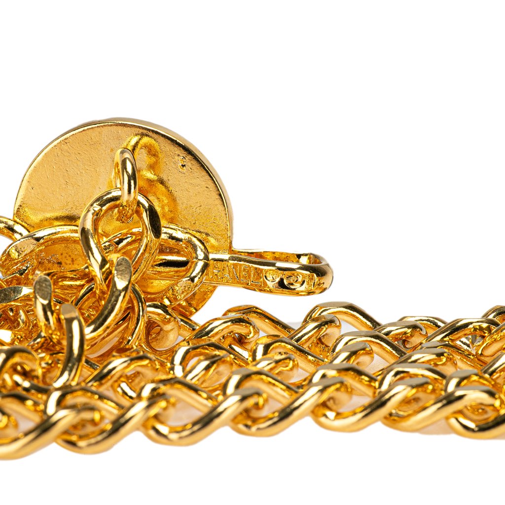 Chanel Gold Plated Round CC Triple Chain Belt - 4