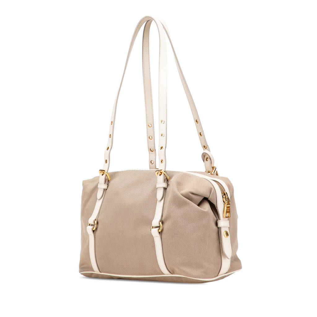 Prada Canvas Canapa Logo Shoulder Bag - Back view