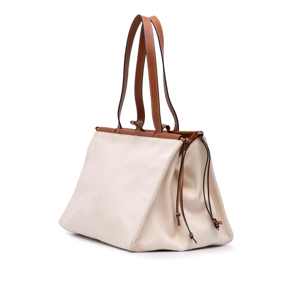 Loewe Large Canvas Cushion Tote Brown Canvas Good - Back View
