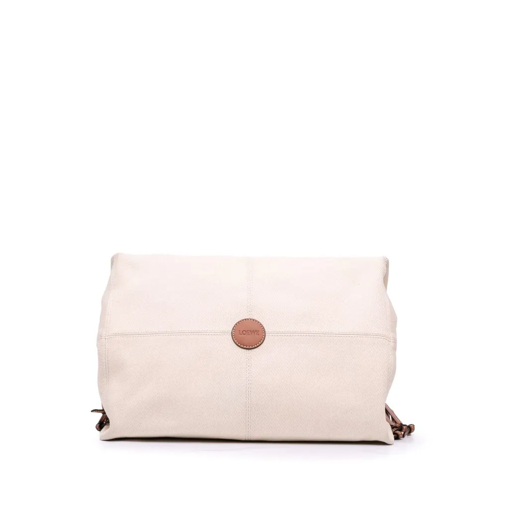 Loewe Large Canvas Cushion Tote Brown Canvas Good - Inside View