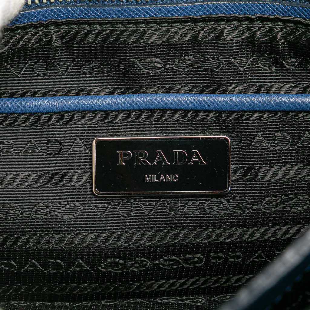 Prada Saffiano Righe Sound Lock Satchel - Side view