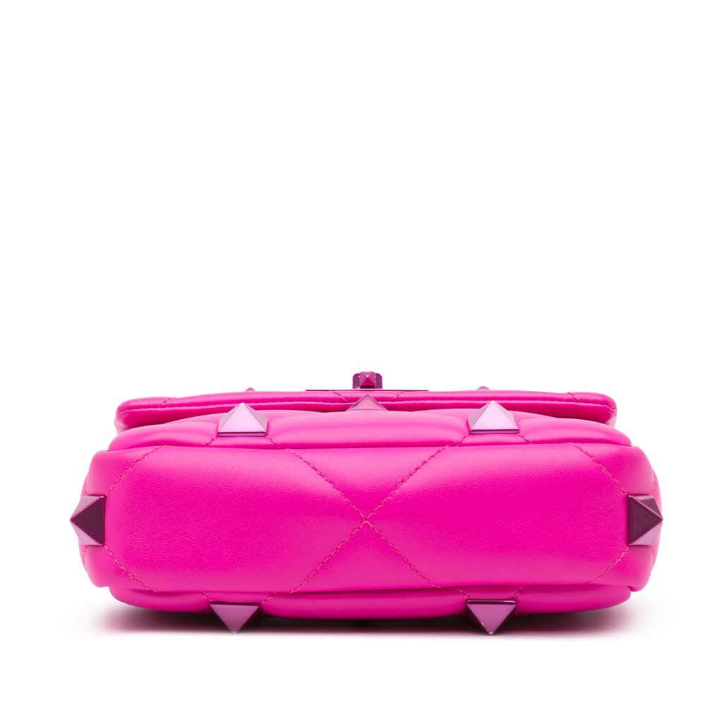 Valentino Small Nappa Lacquer Monochrome Roman Stud Satchel - 3