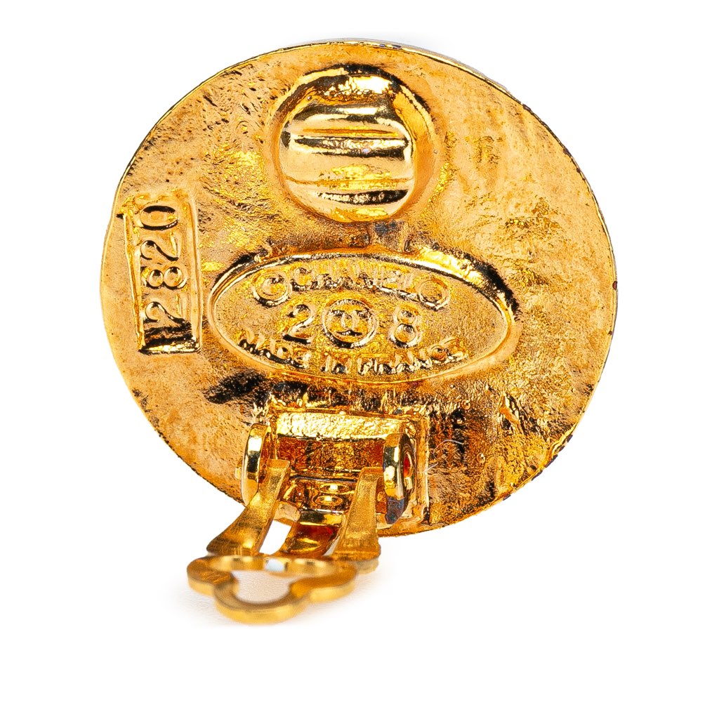 Chanel Gold Plated CC Round Clip On Earrings - Image 6
