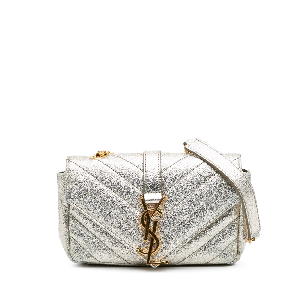 Saint Laurent Baby Chevron Metallic Nappa Monogram Classic Chain Bag