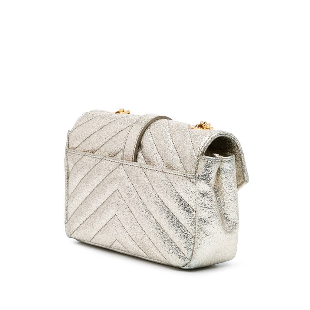 Saint Laurent Baby Chevron Metallic Nappa Monogram Classic Chain Bag - 2