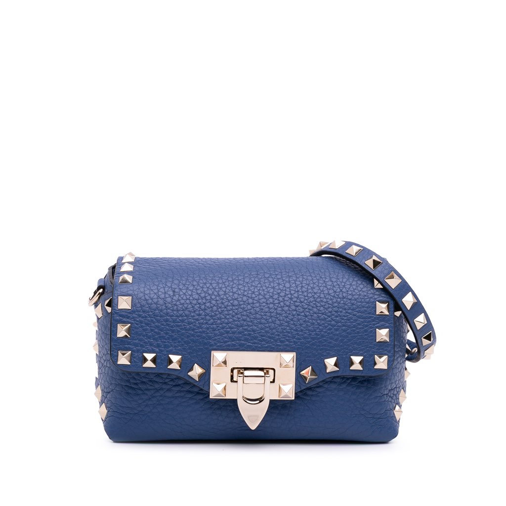 Valentino Mini Pebbled Calfskin Rockstud Flap Crossbody