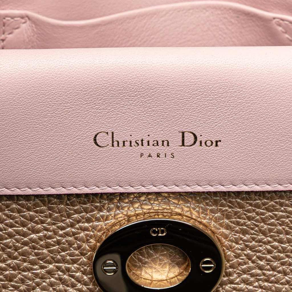 Dior Mini Metallic Grained Calfskin Be Dior Flap - Side view