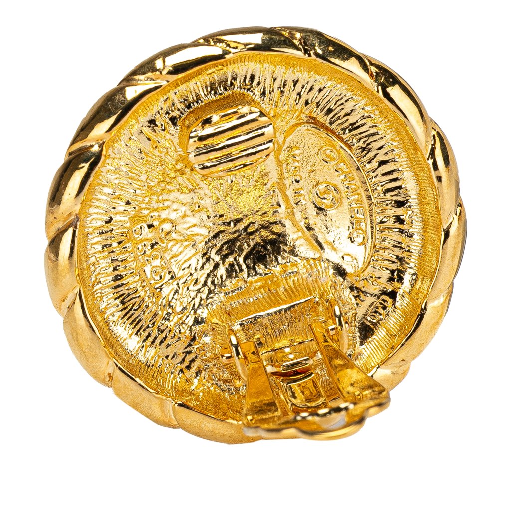 Chanel Gold Plated CC Button Clip on Earrings - 3