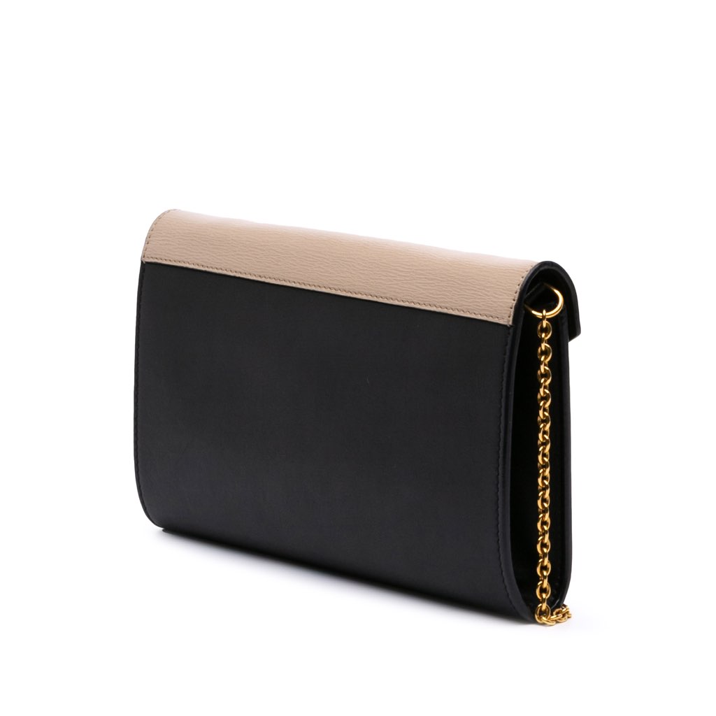 Celine Tricolor Leather Pocket Envelope Wallet On Chain - 2