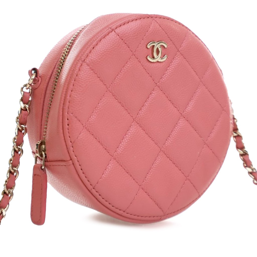 Chanel Quilted Caviar Round Clutch With Chain - 2
