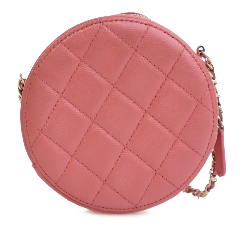 Chanel Quilted Caviar Round Clutch With Chain - 3