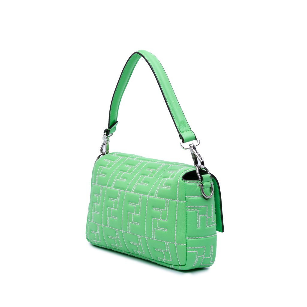 Fendi Zucca Embossed Stitched Leather Baguette Satchel - Back view