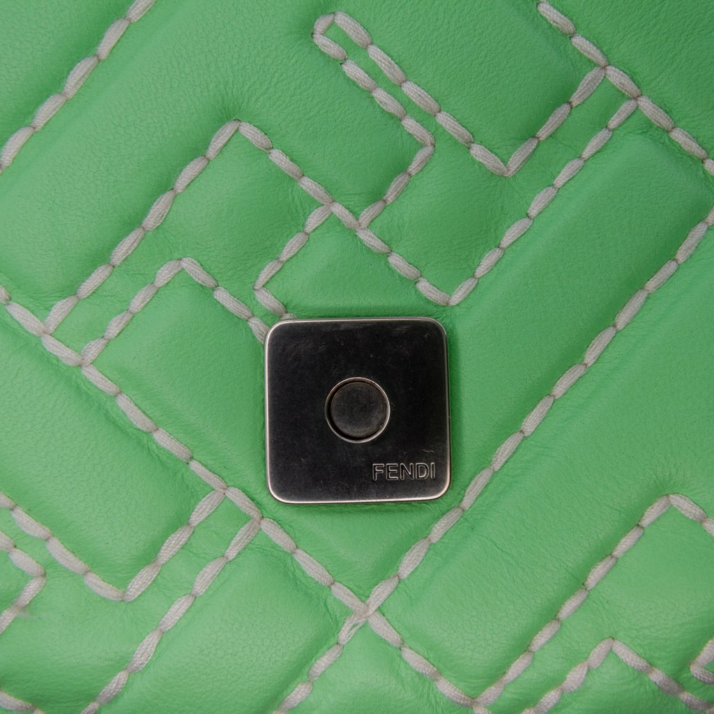 Fendi Zucca Embossed Stitched Leather Baguette Satchel - Detail 2