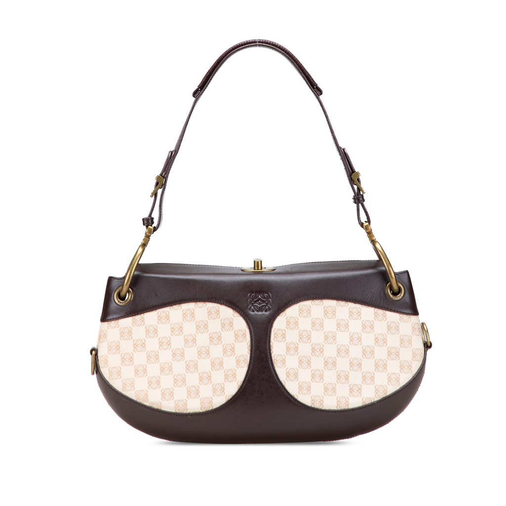 Loewe Anagram Canvas and Leather Shoulder Bag