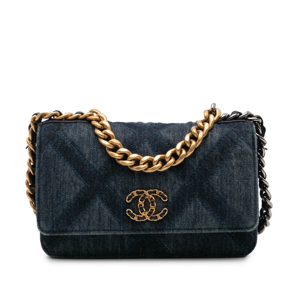Chanel Denim 19 Flap Wallet On Chain
