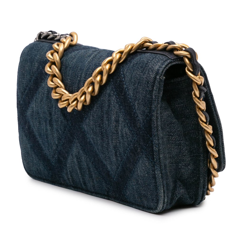 Chanel Denim 19 Flap Wallet On Chain - Back view