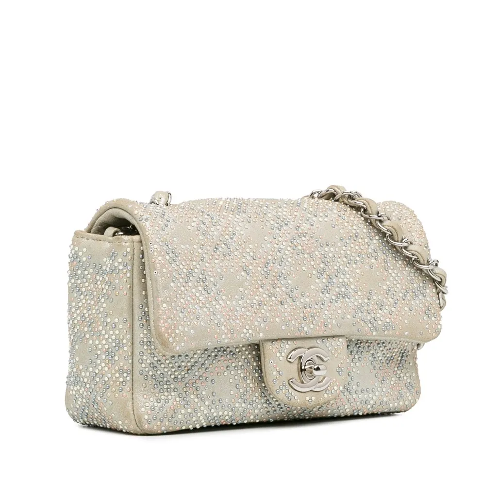 Chanel Mini Iridescent and Studded Calfskin Flap Silver Leather Good - Back View