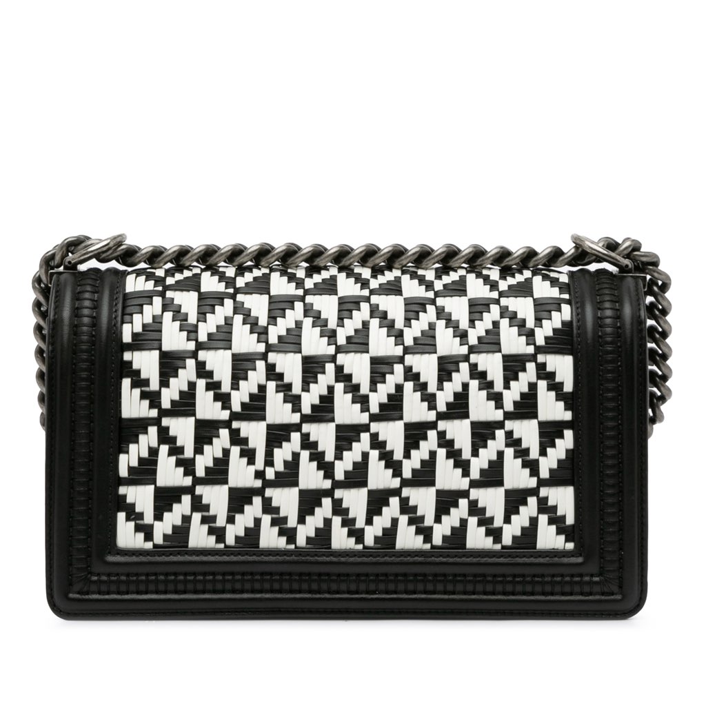 Chanel Old Medium Bicolor Woven Calfskin Boy Flap - 3
