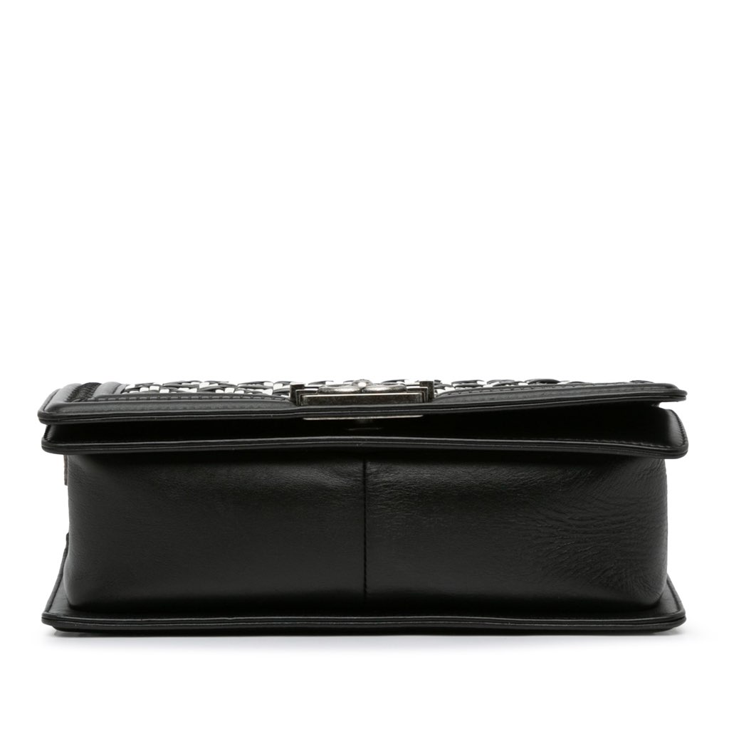 Chanel Old Medium Bicolor Woven Calfskin Boy Flap - 4