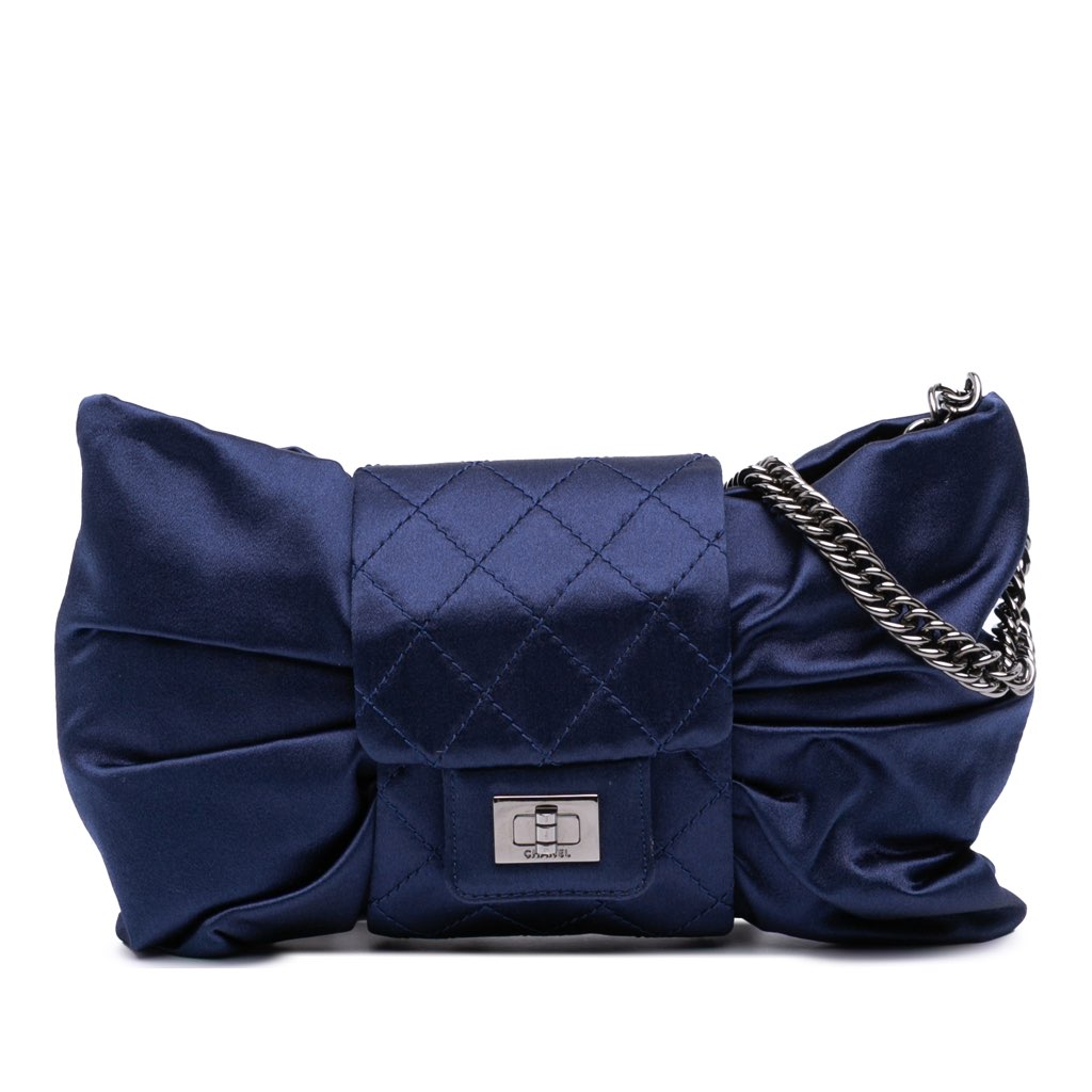 Chanel CC Satin Bow Clutch with Chain