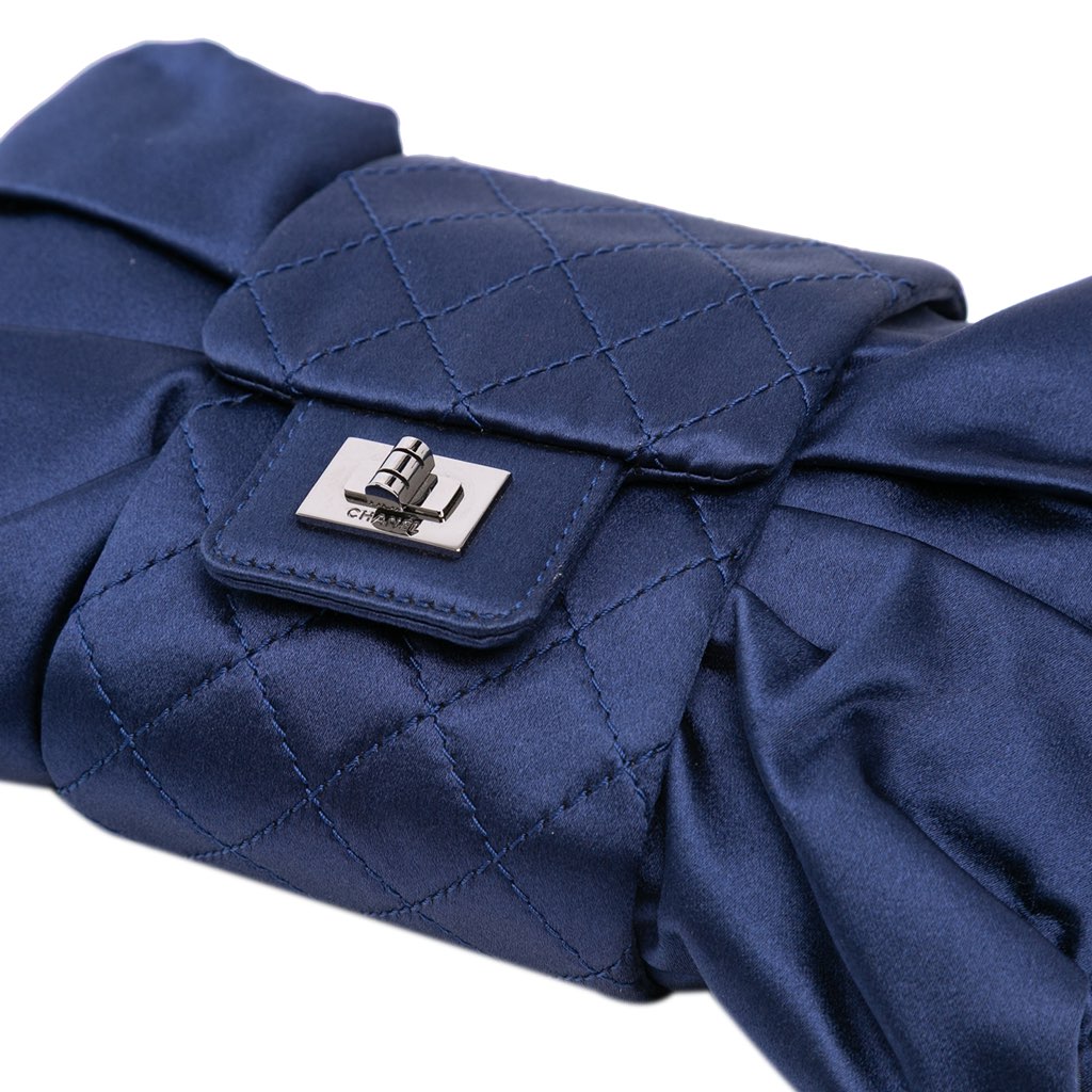 Chanel CC Satin Bow Clutch with Chain - Image 11