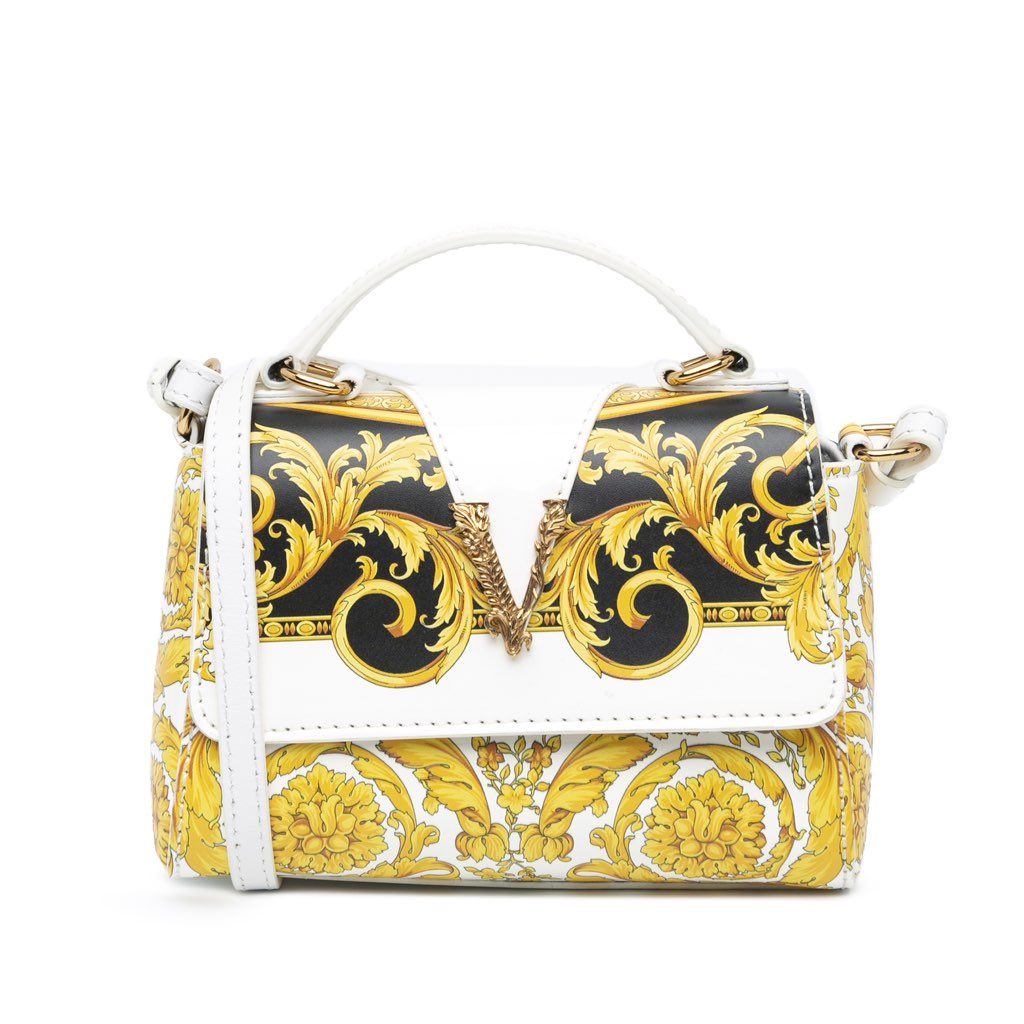 Versace Leather Baroque Virtus Satchel