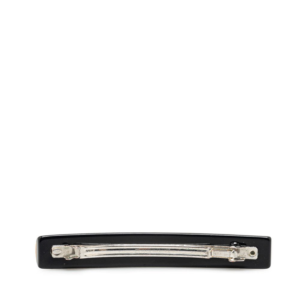 Chanel Resin CC Clover Hair Barrette - Back view