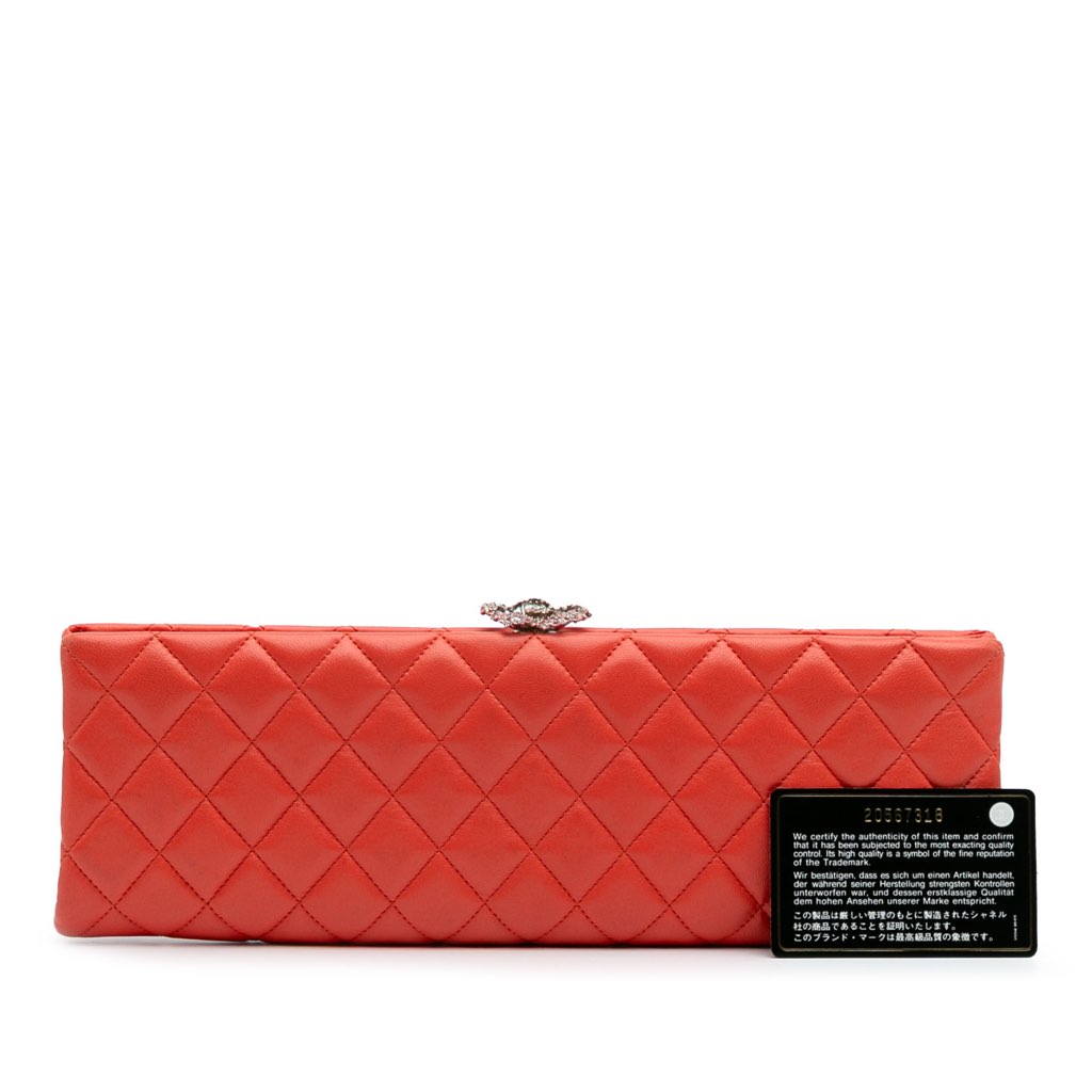 Chanel Quilted Lambskin Crystal Camellia Long Clutch - Image 12
