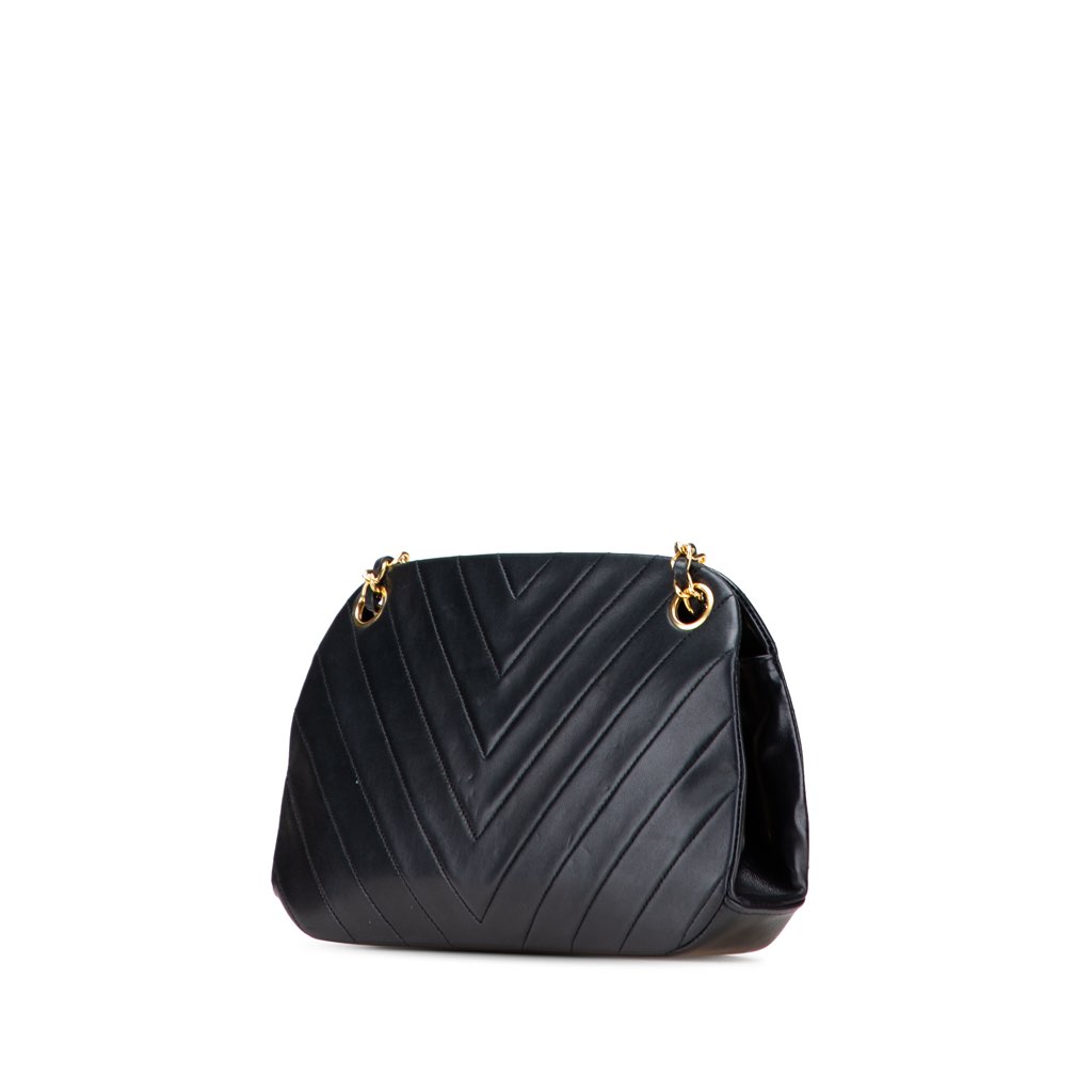 Chanel CC Chevron Quilted Lambskin Kiss Lock Shoulder Bag - 2