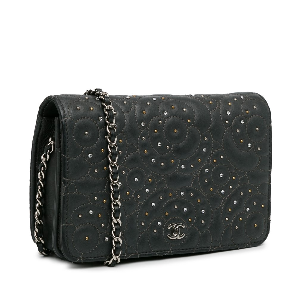 Chanel Studded Calfskin Camellia Wallet On Chain - 2