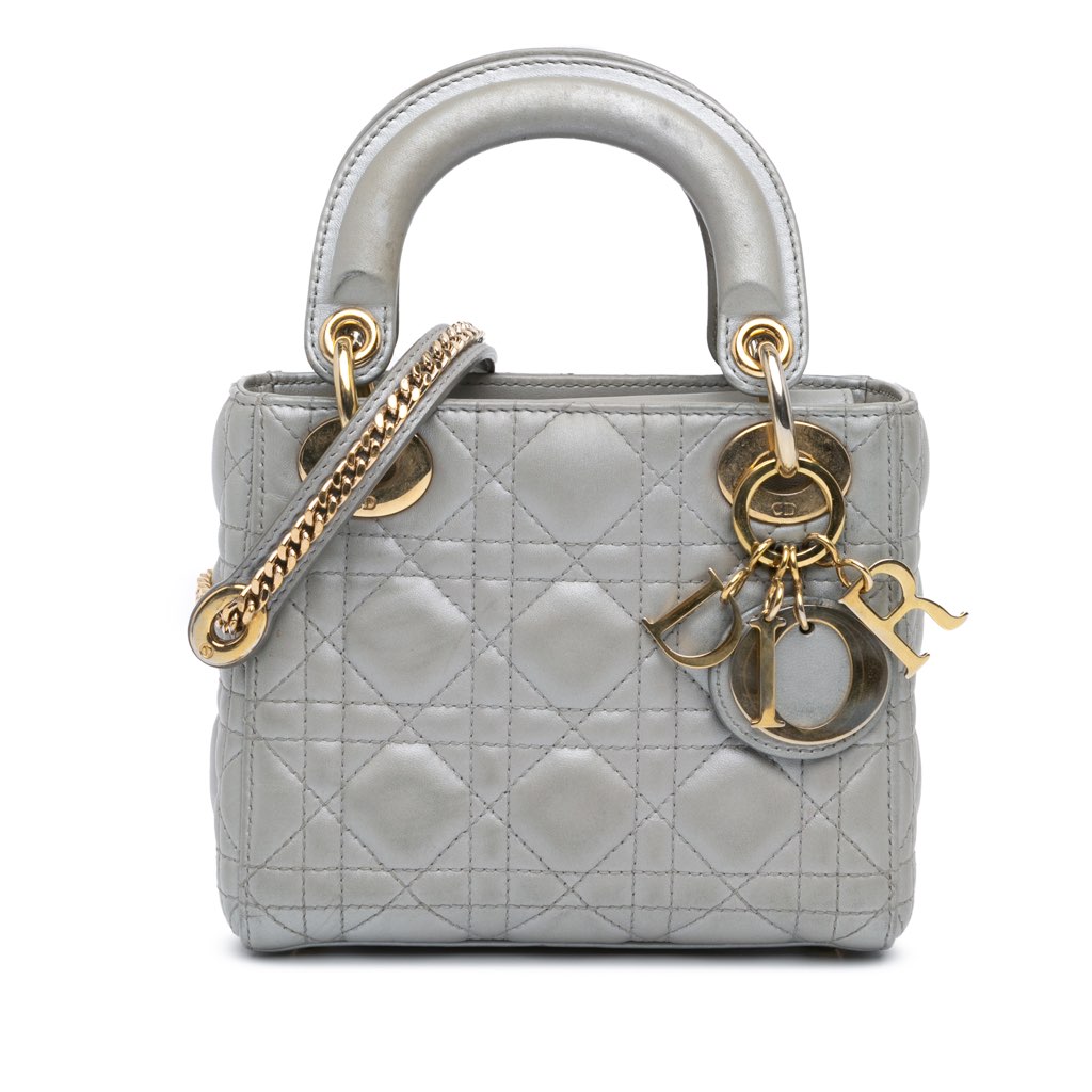 Dior Mini Metallic Lambskin Cannage Lady Dior