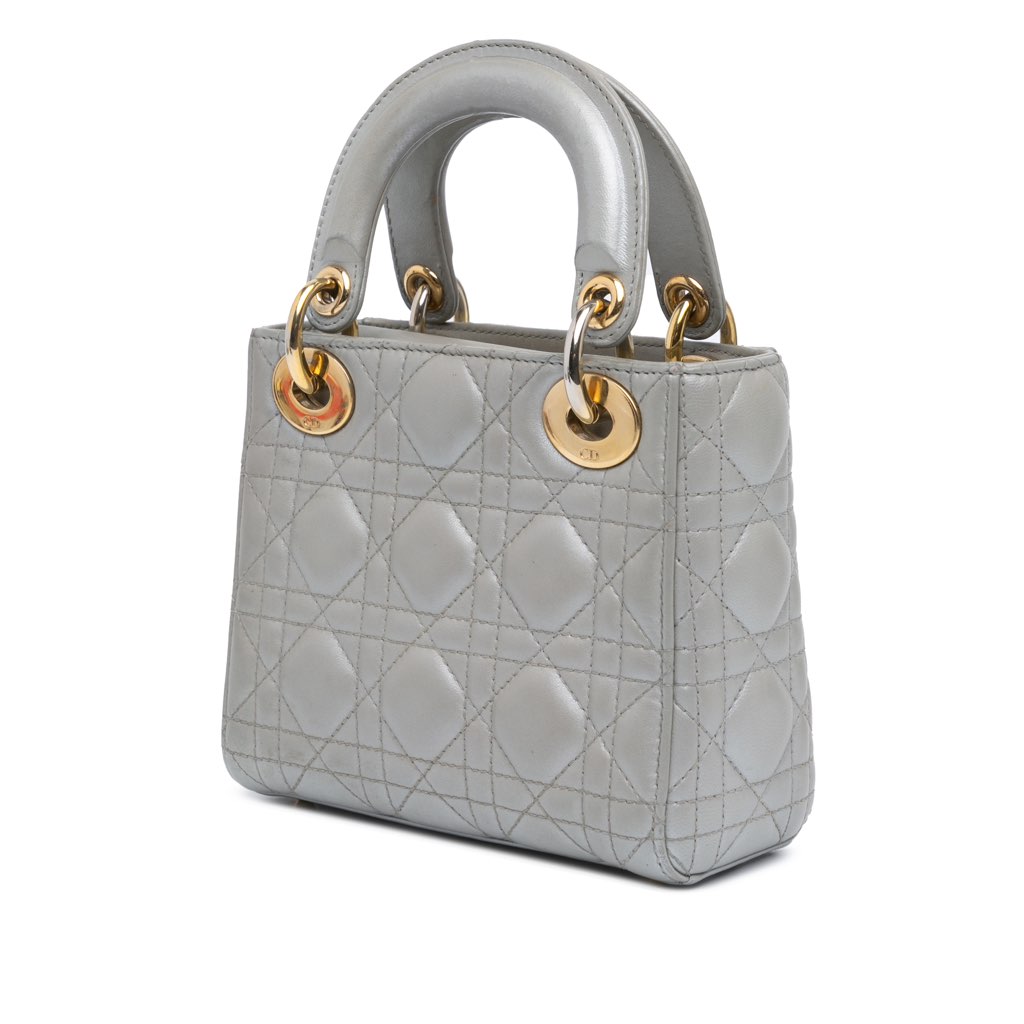 Dior Mini Metallic Lambskin Cannage Lady Dior - Back view